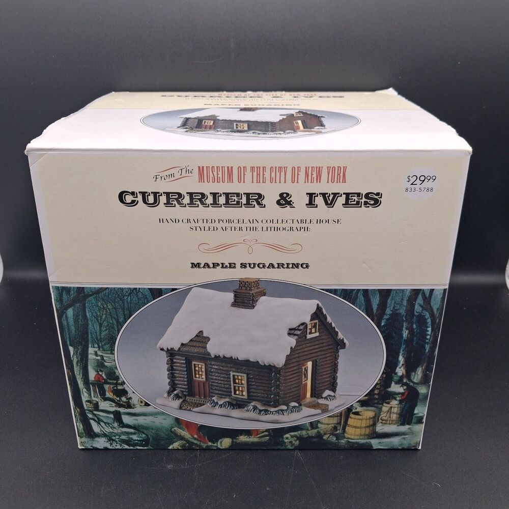 HTF Currier & Ives Museum of City of NY "Maple Sugaring" Christmas Village w/box